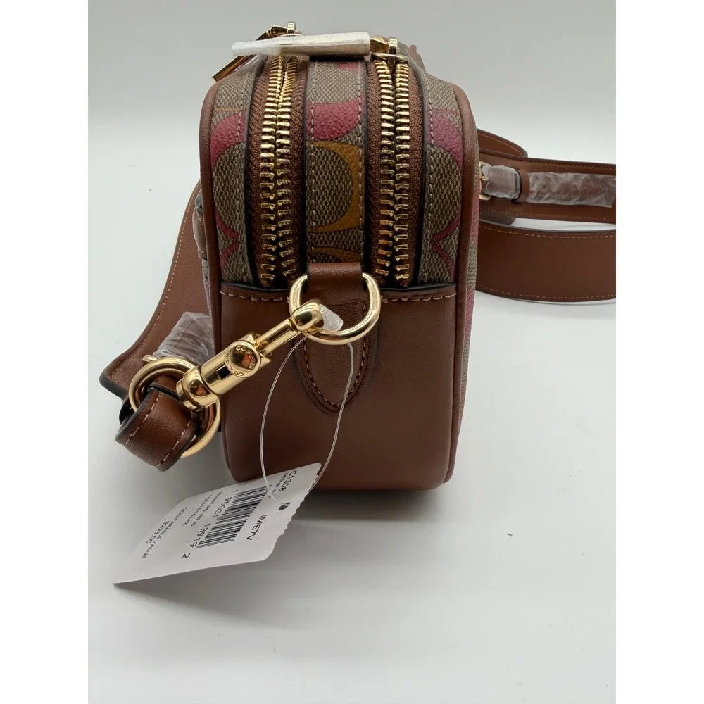 Coach Crossbody Bag Signature Rainbow Canvas Brown Multi‎ NEW